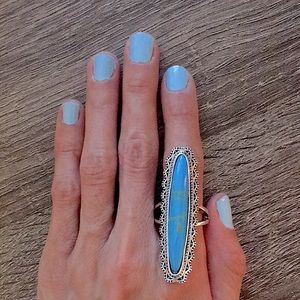Elegant Silver and Blue Statement Ring
